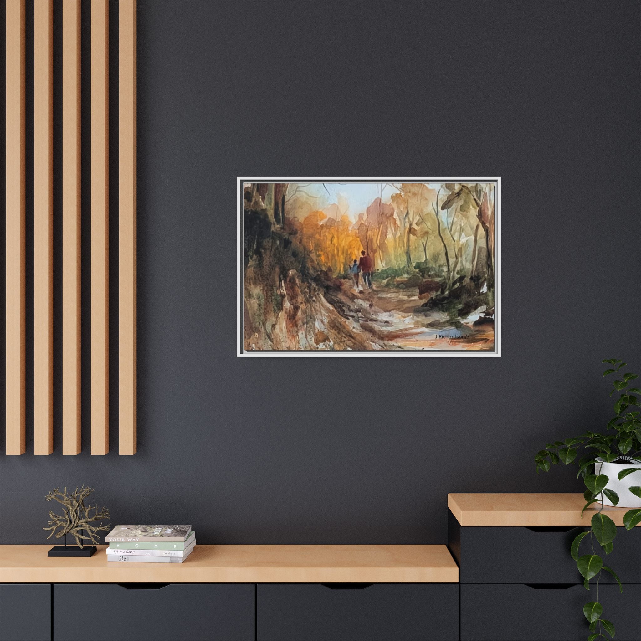 "Into the woods" by JR Framed Matte Canvas,   Multi-color frames)