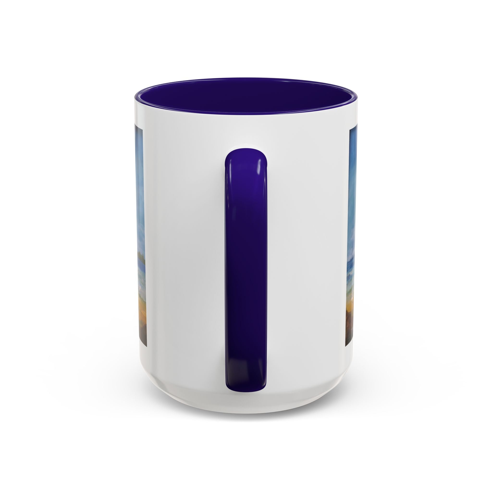 Beach & kite scene, Coffee Accent Mug - Personalize it! Colorful Ceramic Mug (11oz, 15oz)