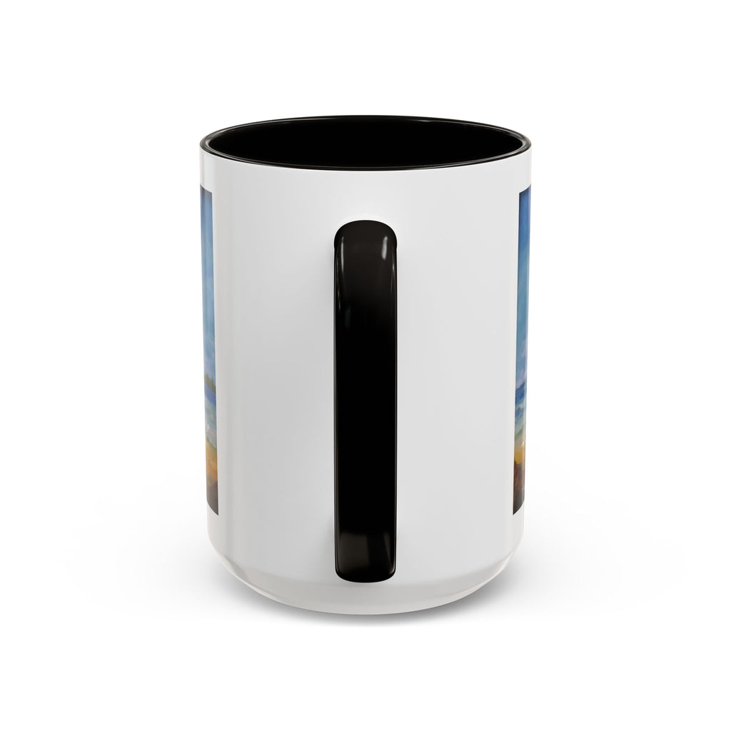 Beach & kite scene, Coffee Accent Mug - Personalize it! Colorful Ceramic Mug (11oz, 15oz)