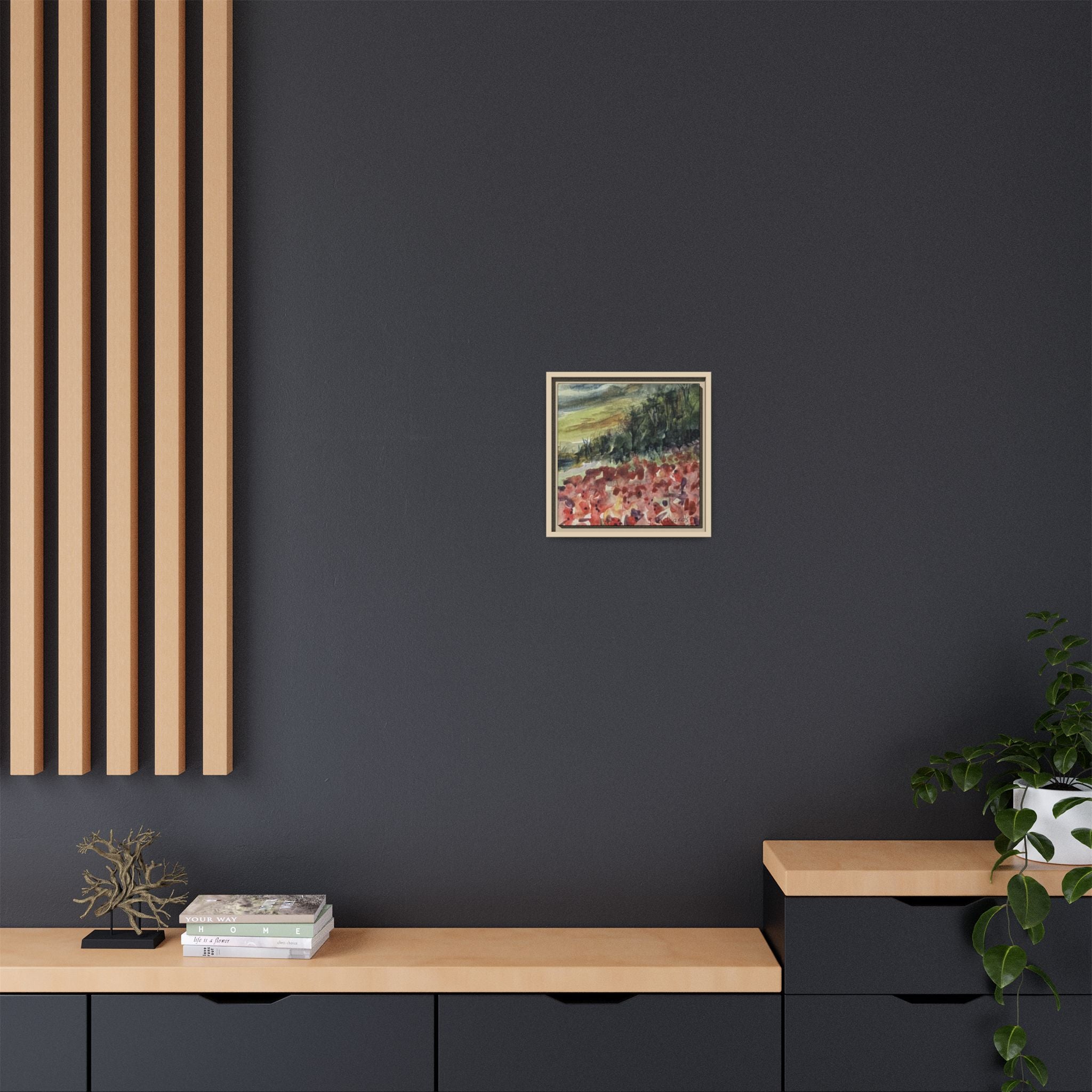 Framed Poppies landscape Matte Canvas,   Multi-color frames)