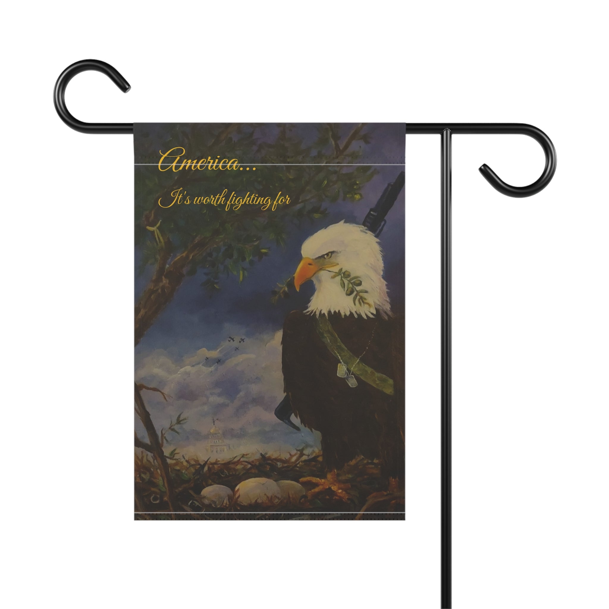 Patriotic eagle garden flag created by JR