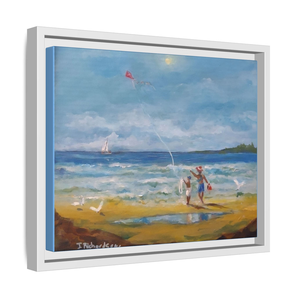 Kite on shore Framed Matte Canvas Wall Art