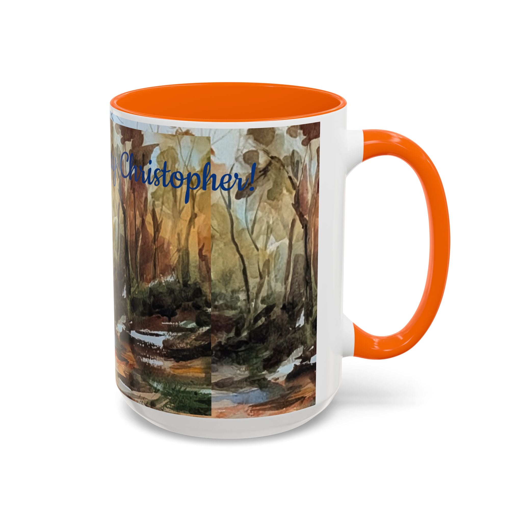 Autumn Woodland Coffee Mug — Painterly Fall Forest Trail Accent Mug