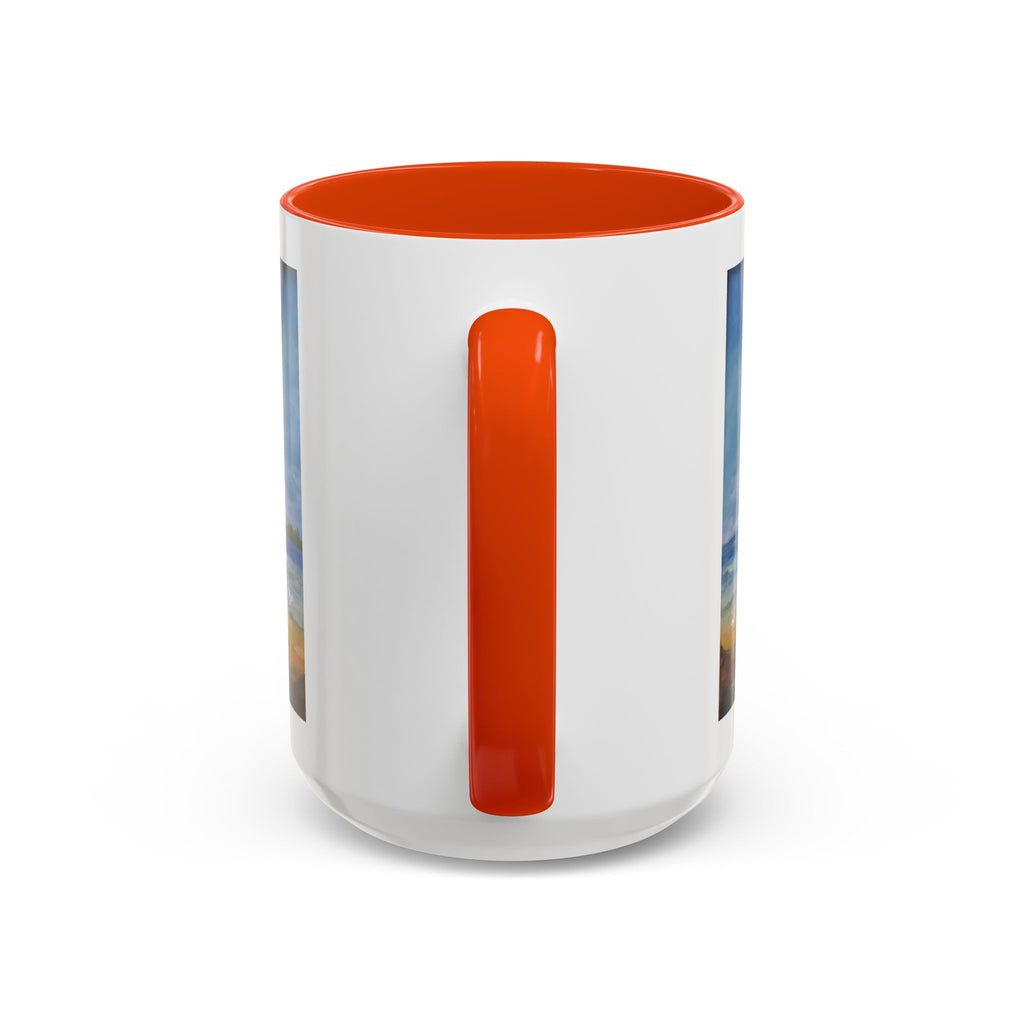 Beach & kite scene, Coffee Accent Mug - Personalize it! Colorful Ceramic Mug (11oz, 15oz)