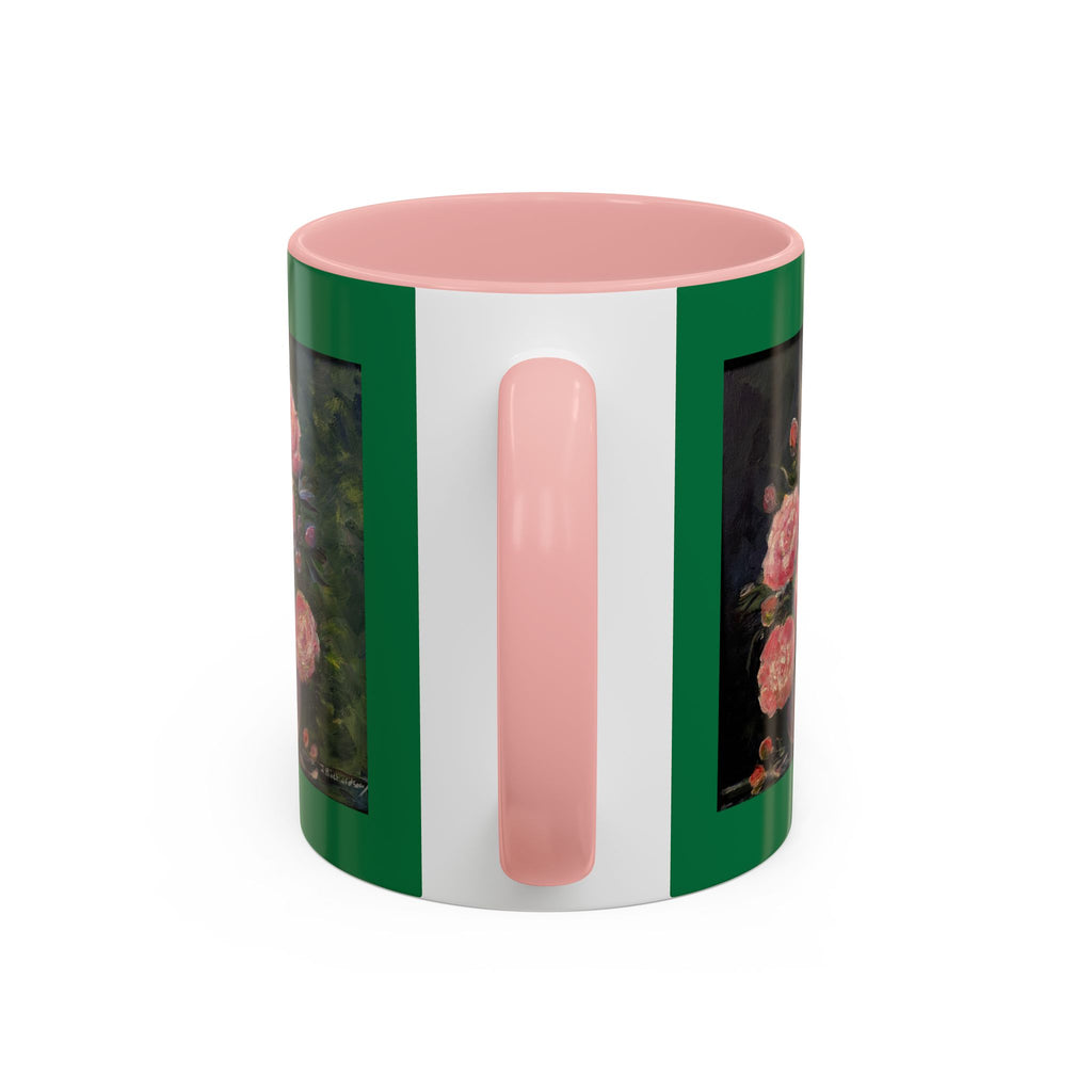 Pink Peony Bouquet Accent Coffee Mug — Floral Tea Cup for Garden Lovers
