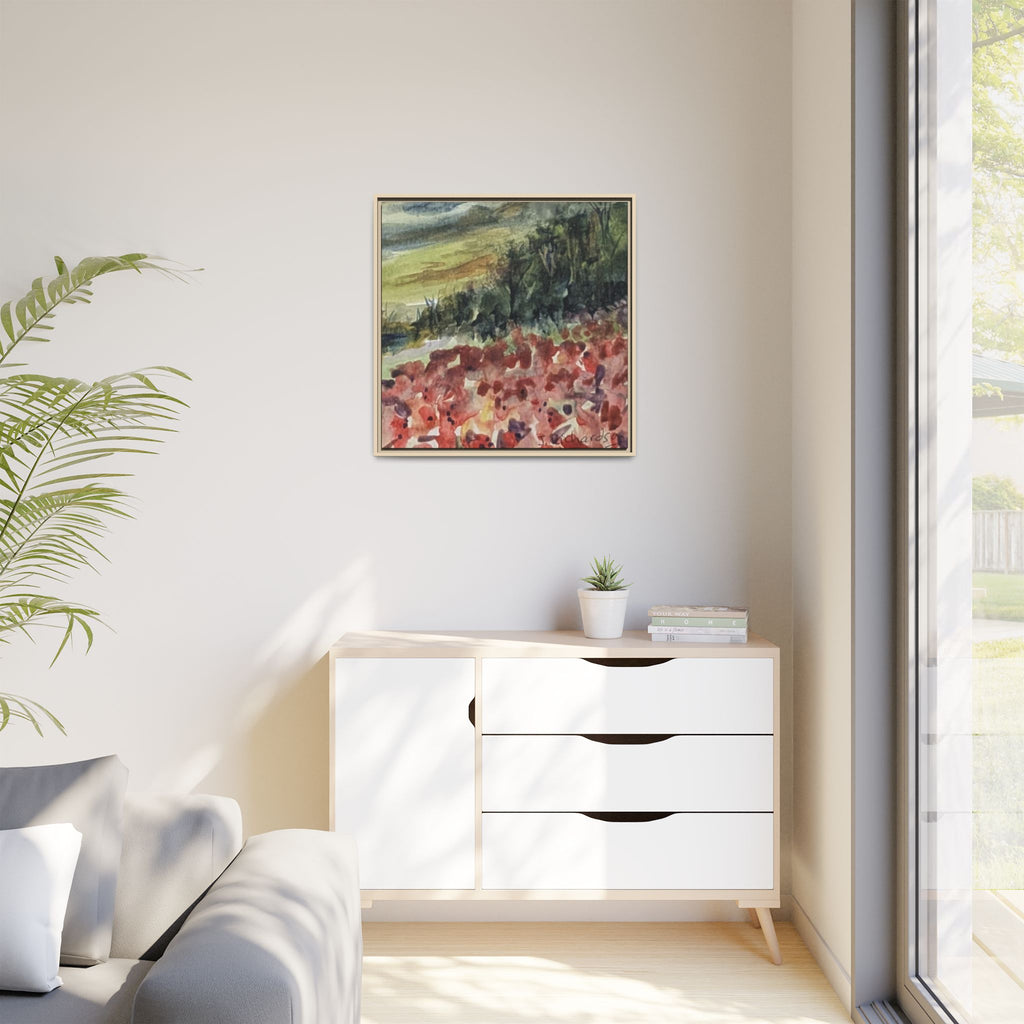 Framed Poppies landscape Matte Canvas,   Multi-color frames)