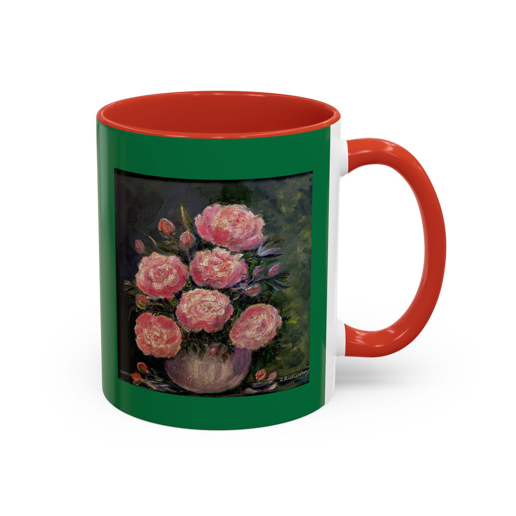 Pink Peony Bouquet Accent Coffee Mug — Floral Tea Cup for Garden Lovers