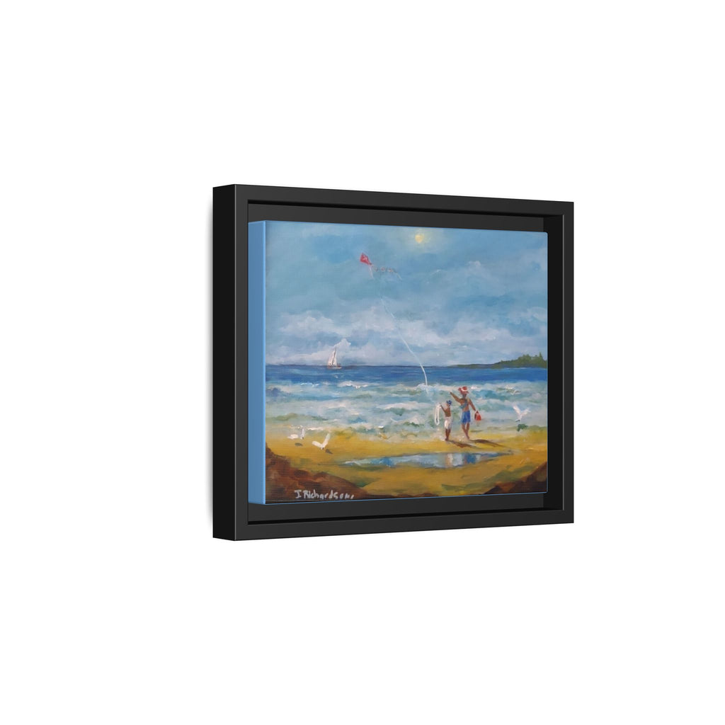 Kite on shore Framed Matte Canvas Wall Art