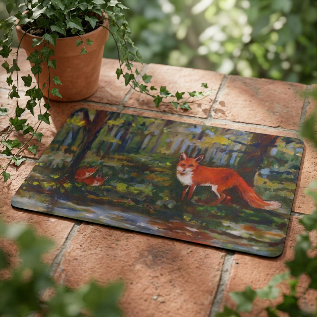 Fox Forest Doormat — Polyester Welcome Mat with Rustic Woodland Fox Design