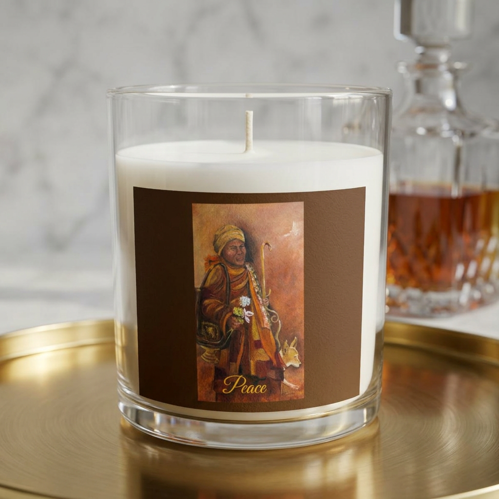 "Walk for Peace" Art Glass Candle — Warm Spiced Scented Decor, 11 oz