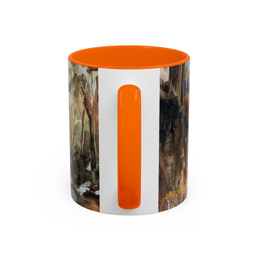 Autumn Woodland Coffee Mug — Painterly Fall Forest Trail Accent Mug