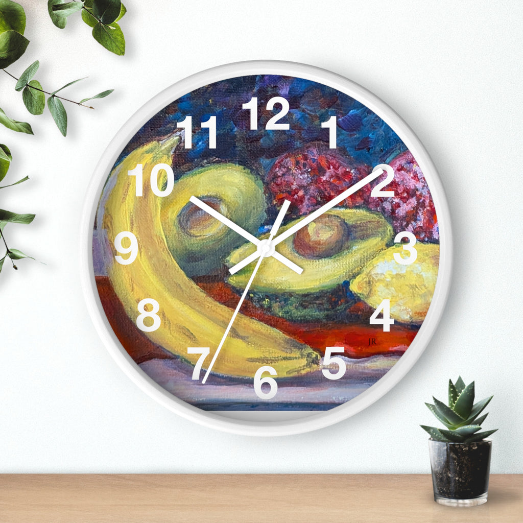 Fruit Still Life Wall Clock — Colorful Fruit Art Home Decor