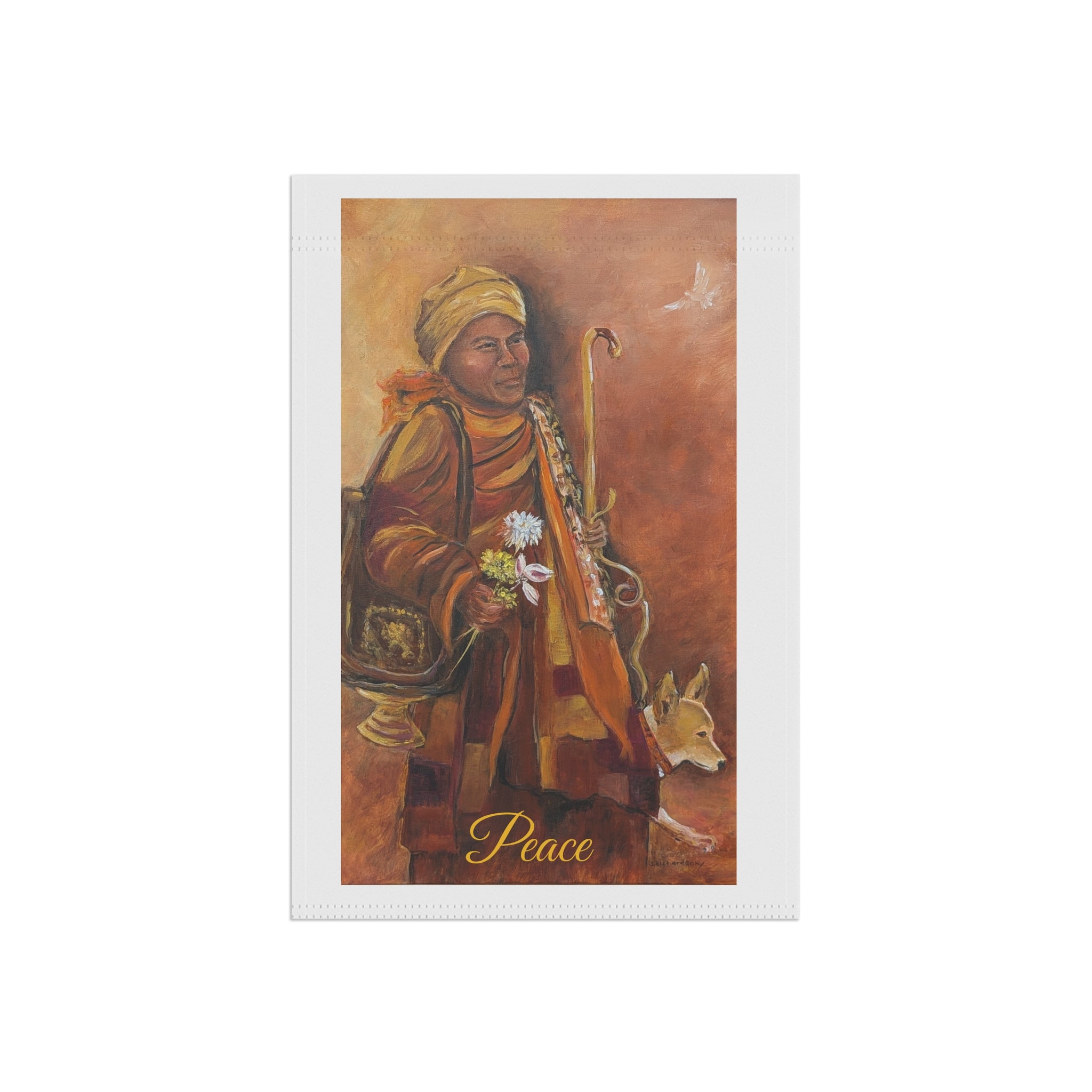 Peaceful Monk Garden Flag – Spiritual Art House Banner