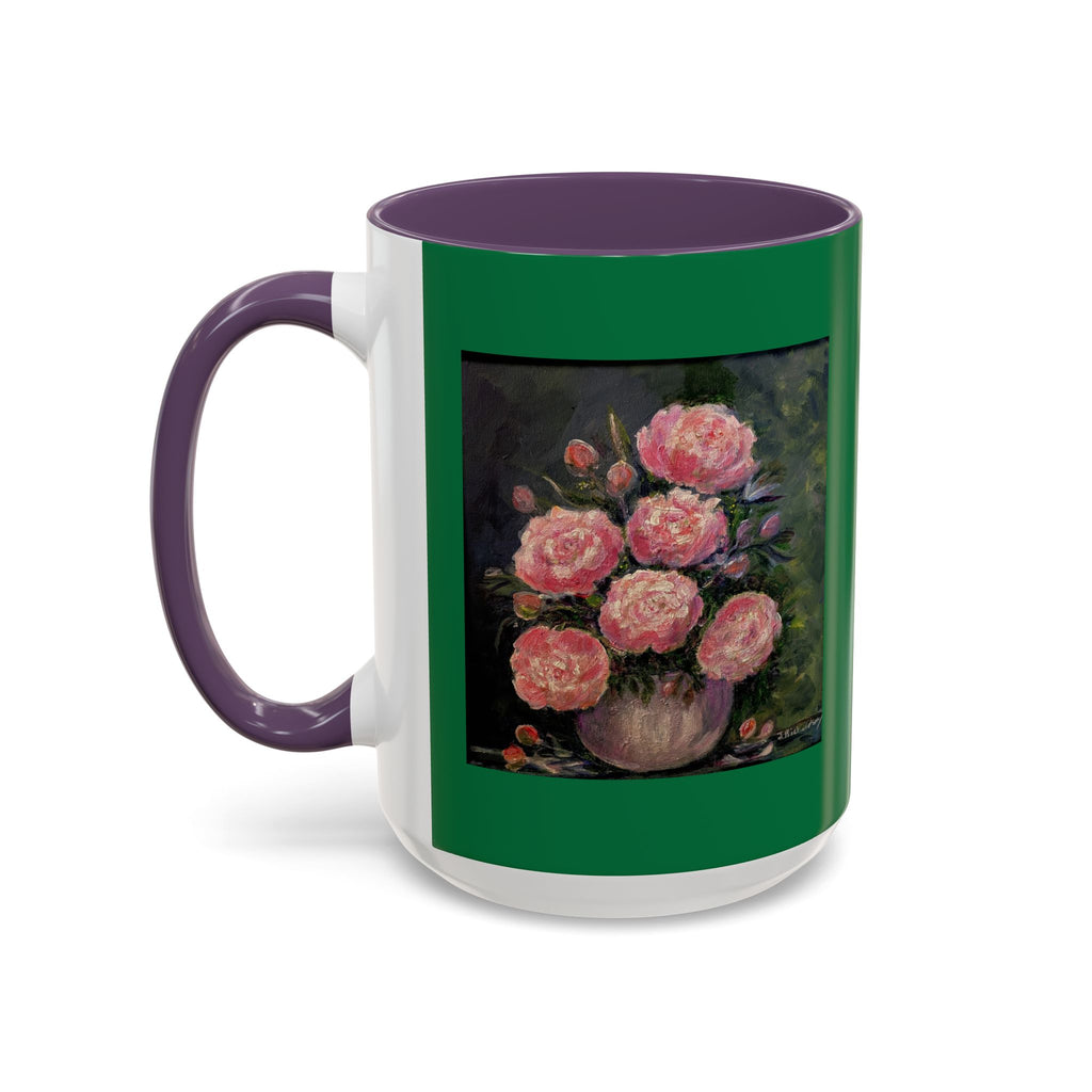 Pink Peony Bouquet Accent Coffee Mug — Floral Tea Cup for Garden Lovers
