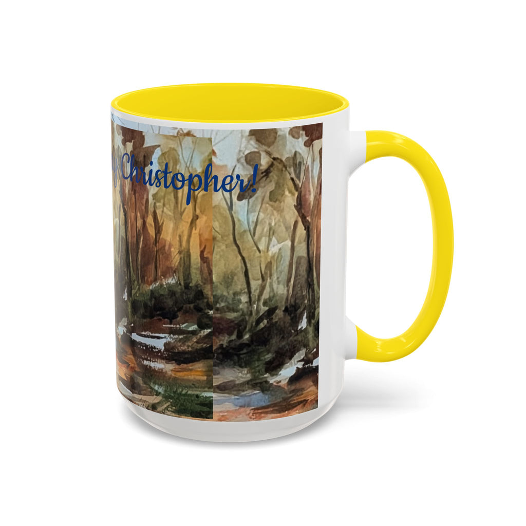 Autumn Woodland Coffee Mug — Painterly Fall Forest Trail Accent Mug