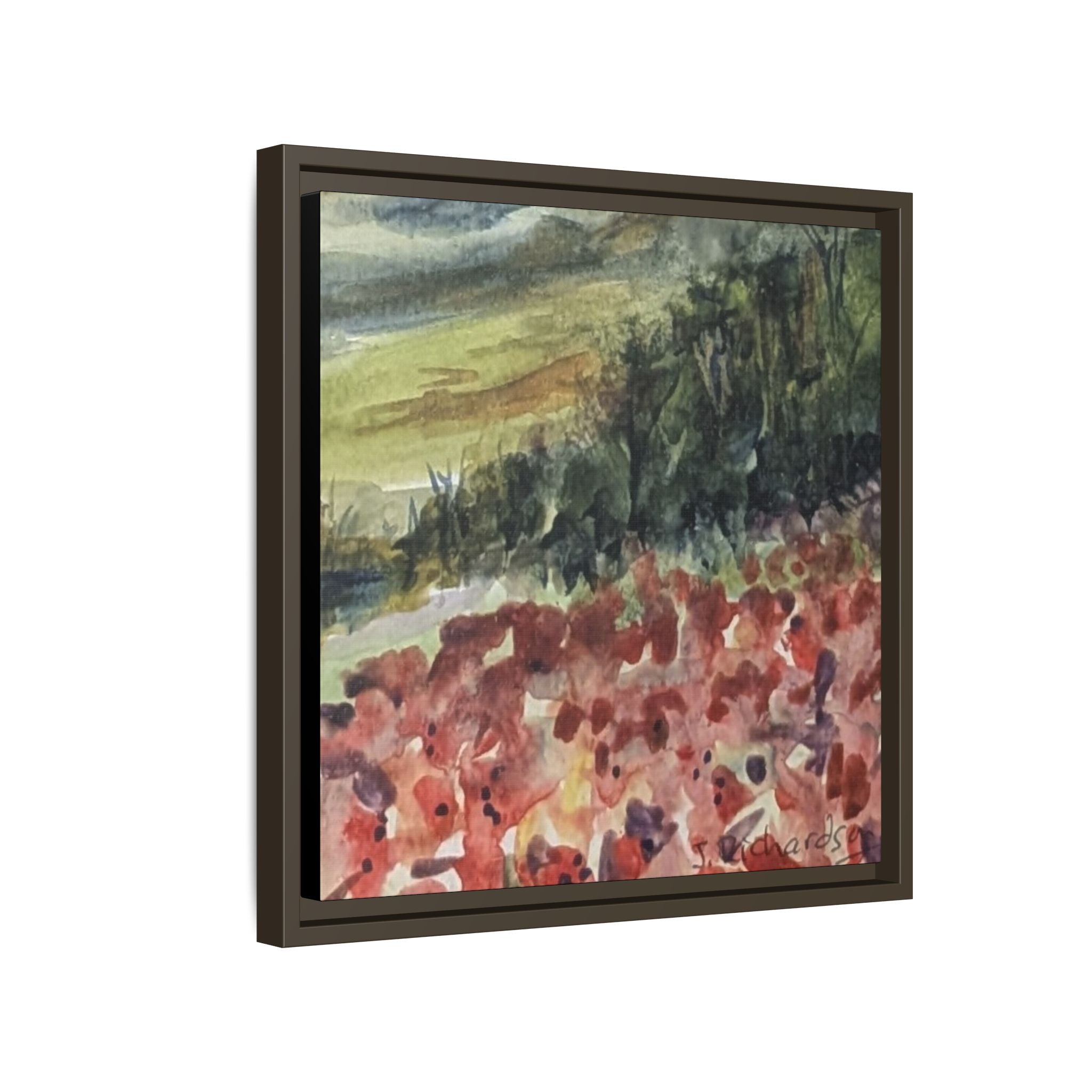 Framed Poppies landscape Matte Canvas,   Multi-color frames)