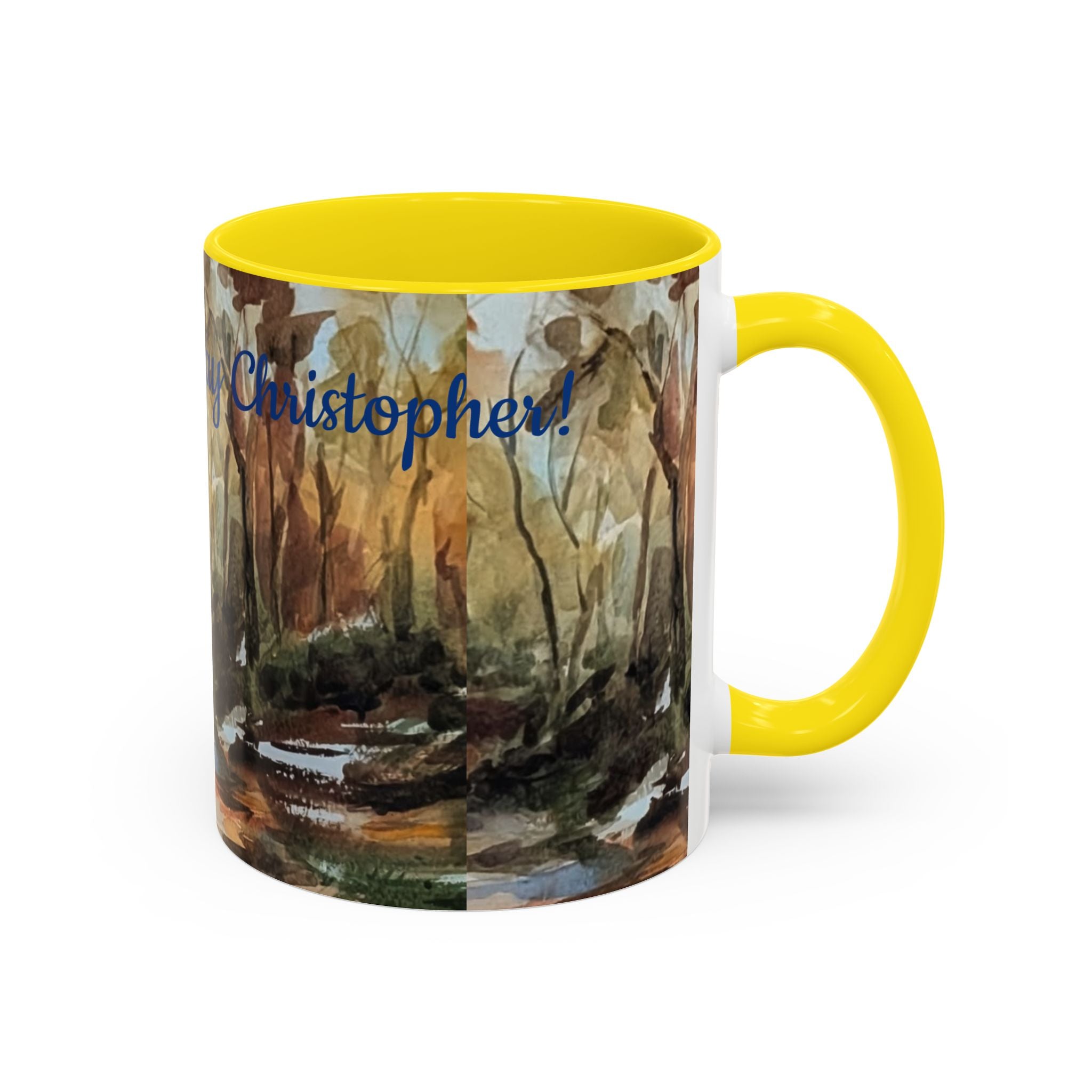 Autumn Woodland Coffee Mug — Painterly Fall Forest Trail Accent Mug