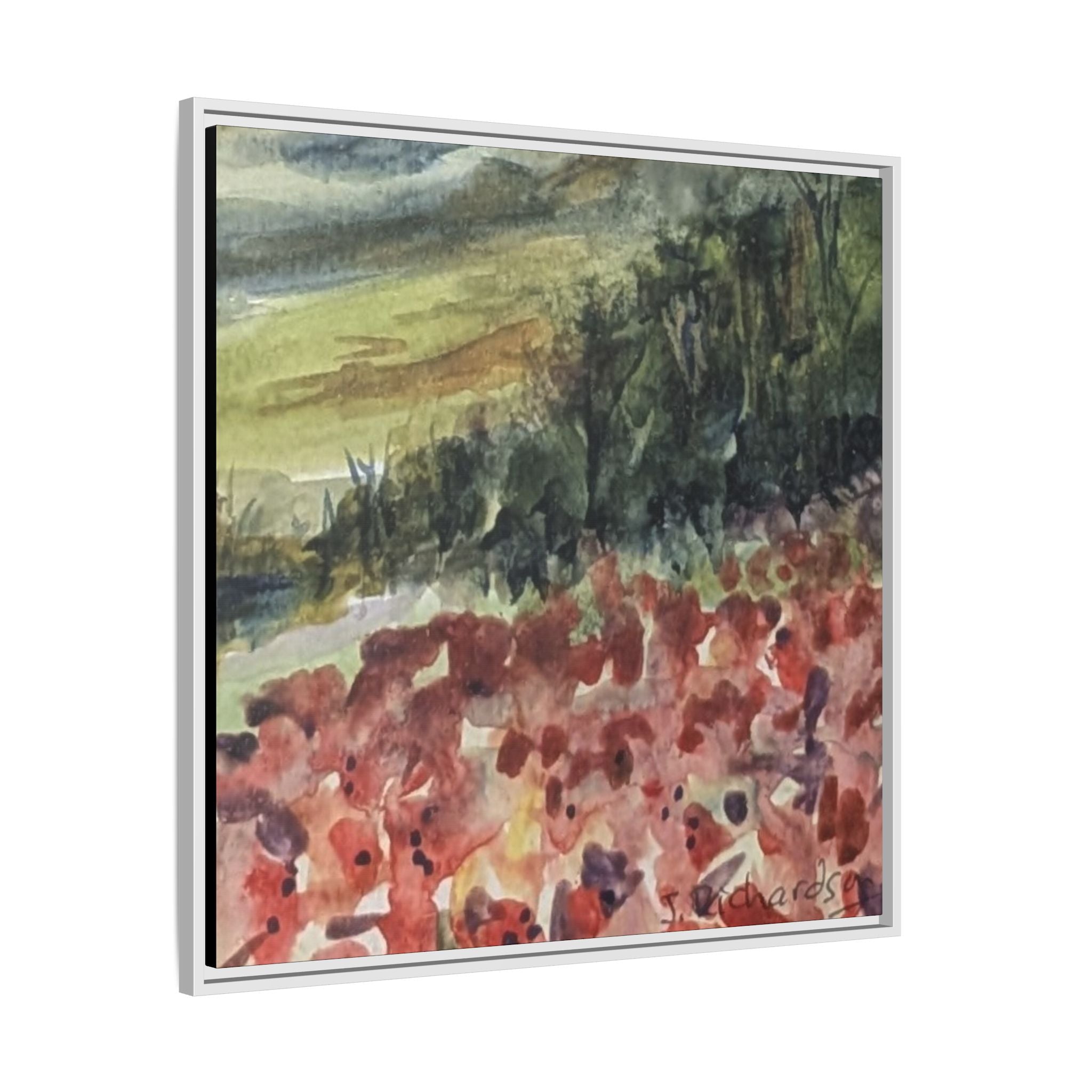Framed Poppies landscape Matte Canvas,   Multi-color frames)