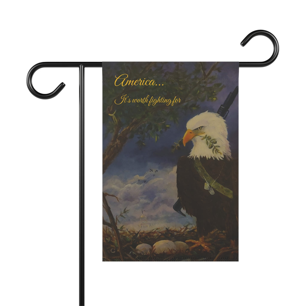 Patriotic eagle garden flag created by JR