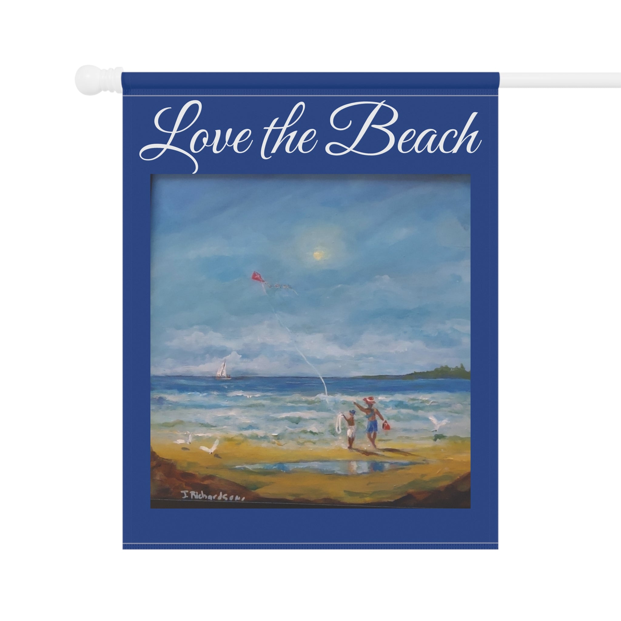 Garden Flag - "Love the Beach" Coastal House & Garden Banner
