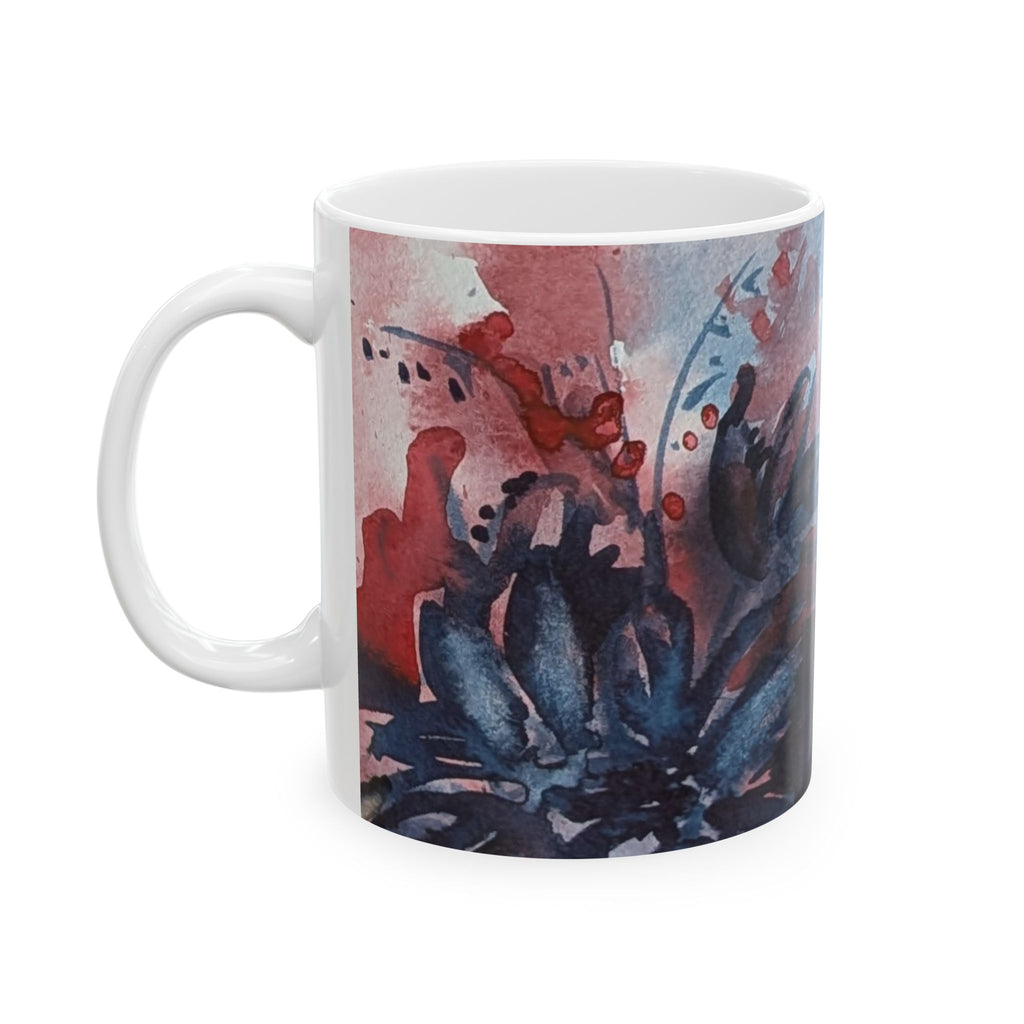 Dark Floral  Ceramic Mug –  Abstract Coffee Cup (11oz & 15oz)