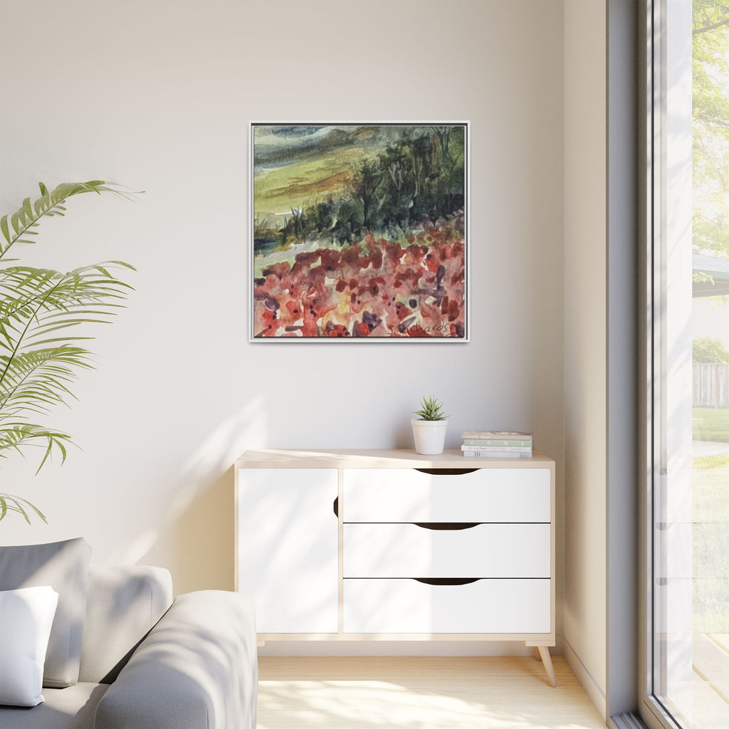 Framed Poppies landscape Matte Canvas,   Multi-color frames)