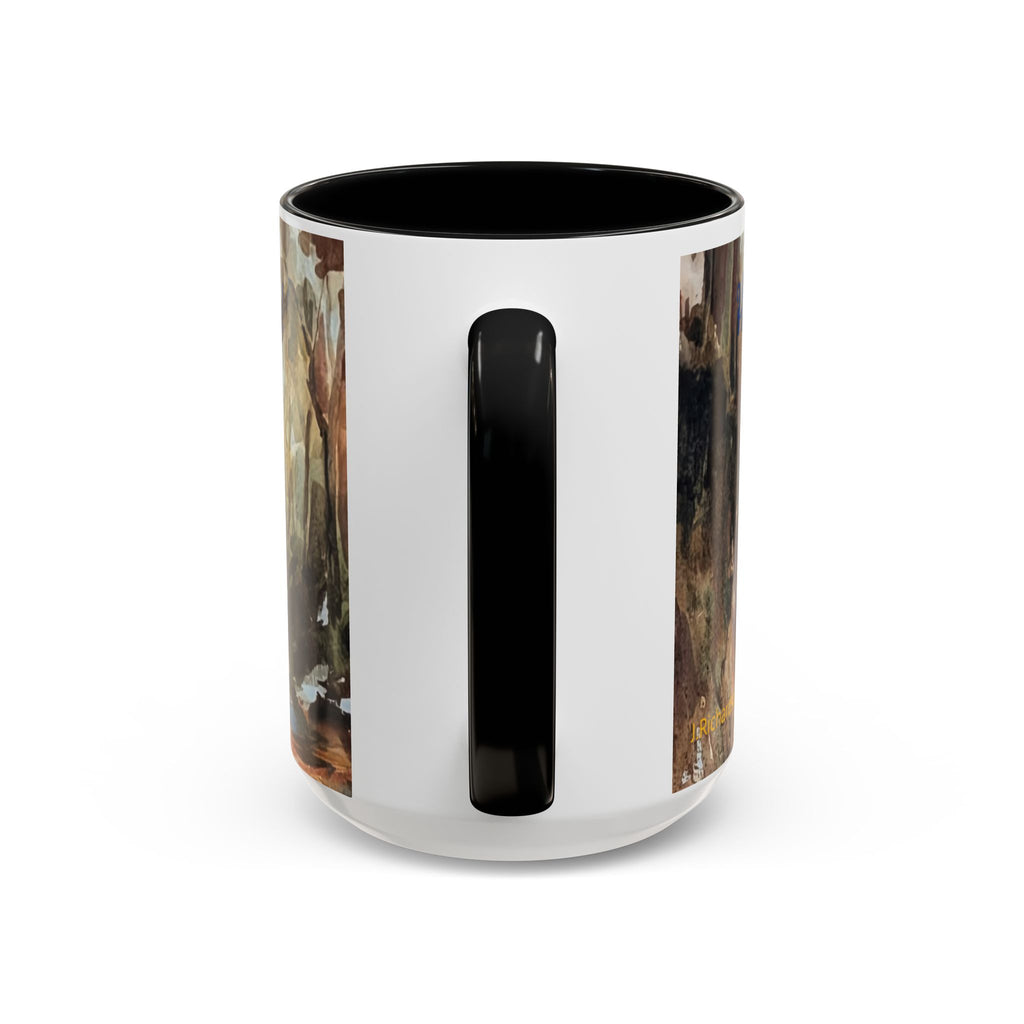 Autumn Woodland Coffee Mug — Painterly Fall Forest Trail Accent Mug