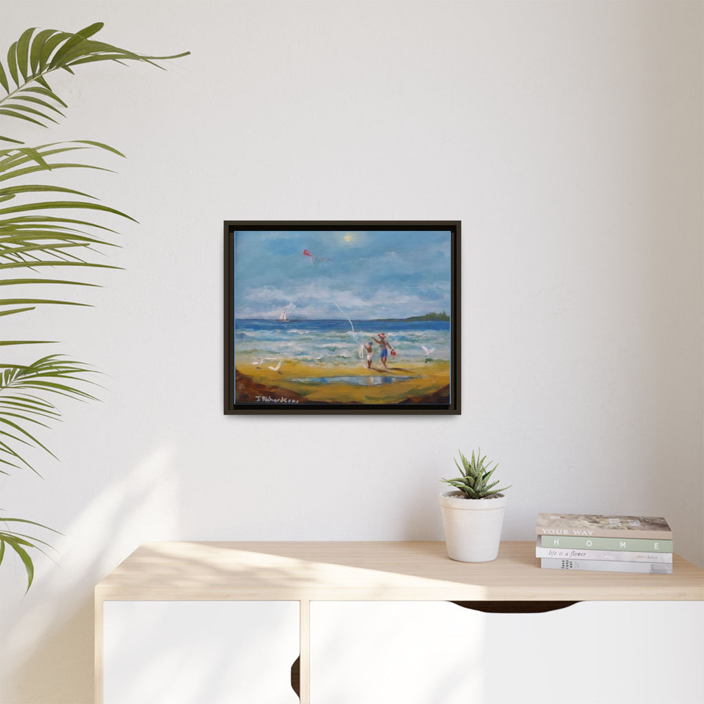 Kite on shore Framed Matte Canvas Wall Art