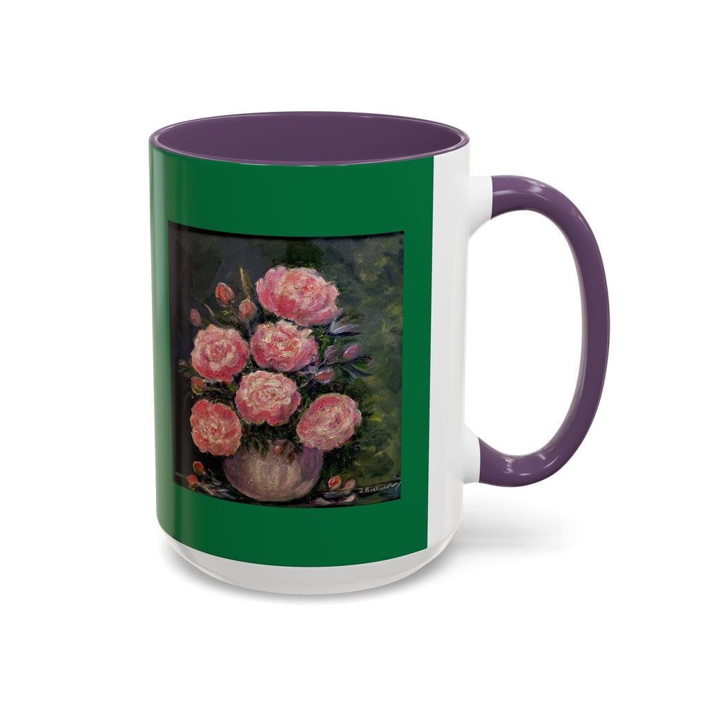 Pink Peony Bouquet Accent Coffee Mug — Floral Tea Cup for Garden Lovers