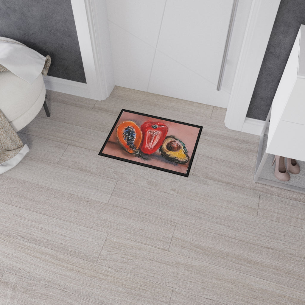 Heavy Duty Non-Slip Kitchen Floor Mat — A Trio of Papaya, Bell Pepper & Avocado Kitchen Rug