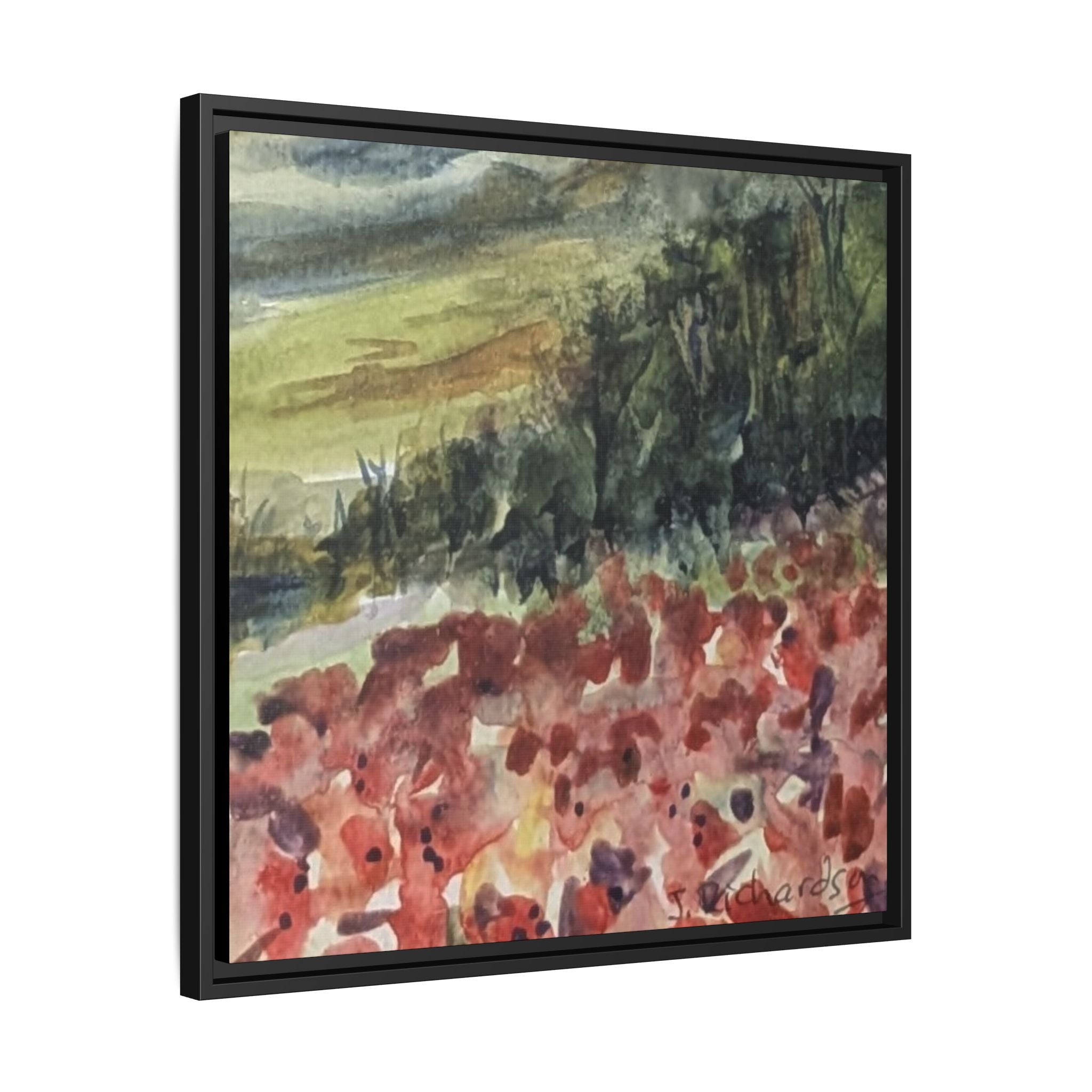 Framed Poppies landscape Matte Canvas,   Multi-color frames)