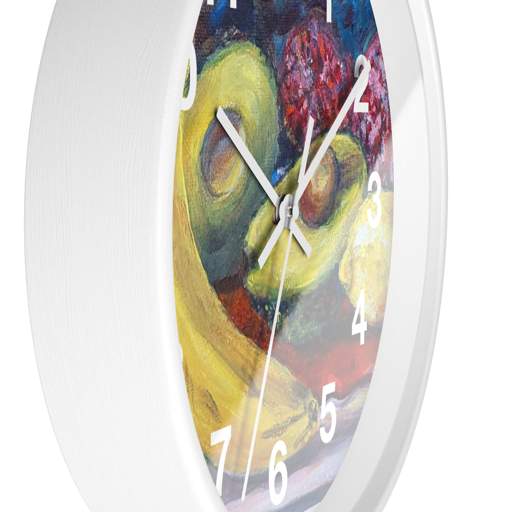 Fruit Still Life Wall Clock — Colorful Fruit Art Home Decor