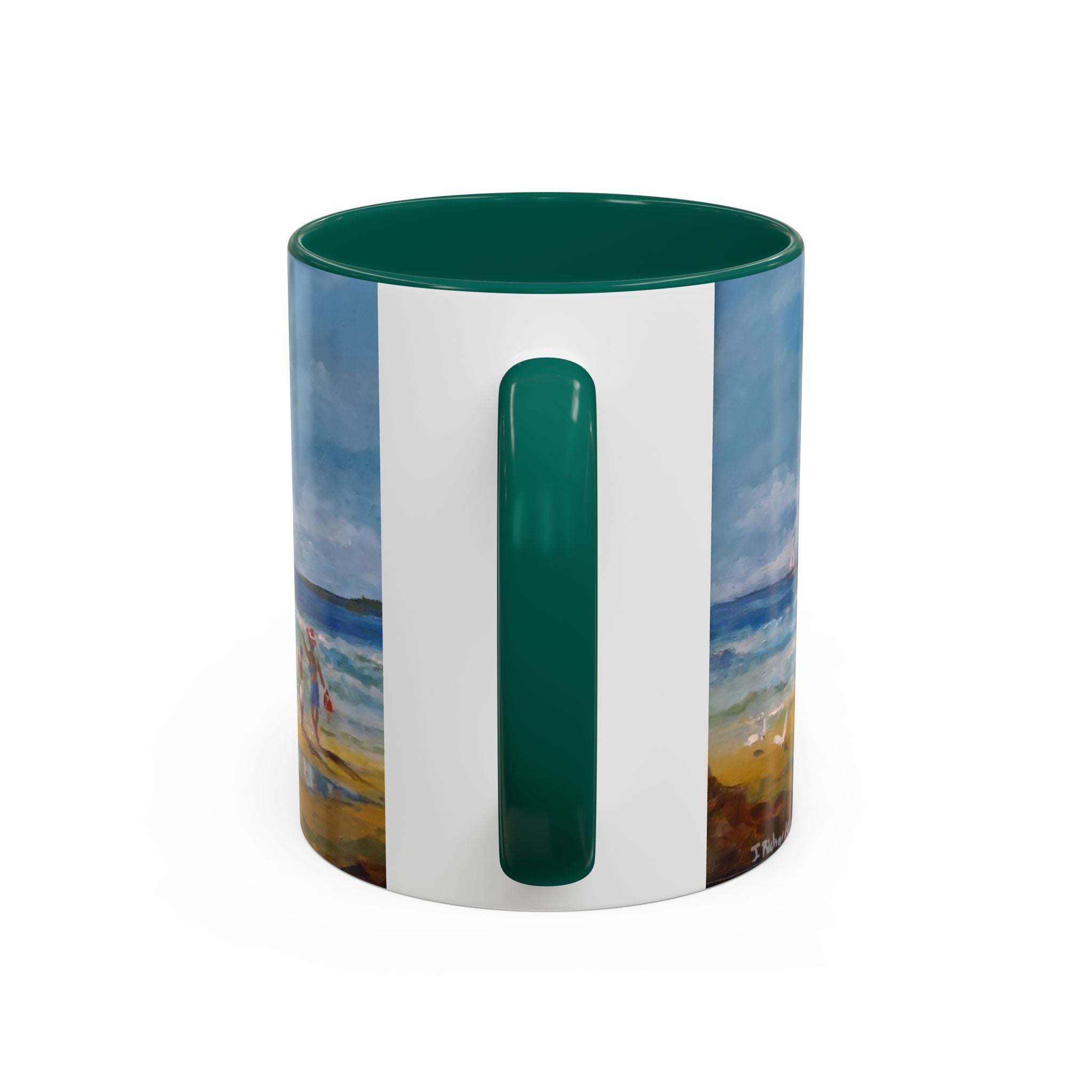 Beach & kite scene, Coffee Accent Mug - Personalize it! Colorful Ceramic Mug (11oz, 15oz)