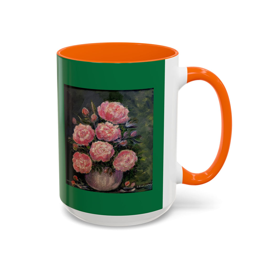 Pink Peony Bouquet Accent Coffee Mug — Floral Tea Cup for Garden Lovers