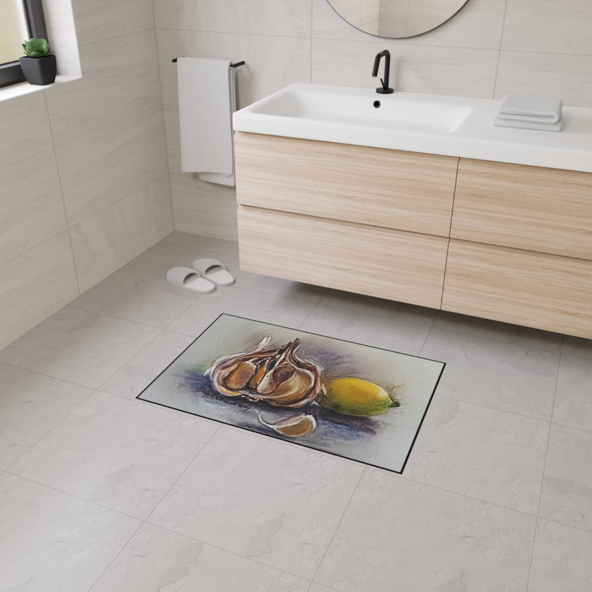 Heavy Duty Non-Slip Kitchen Mat/garlic & lemon