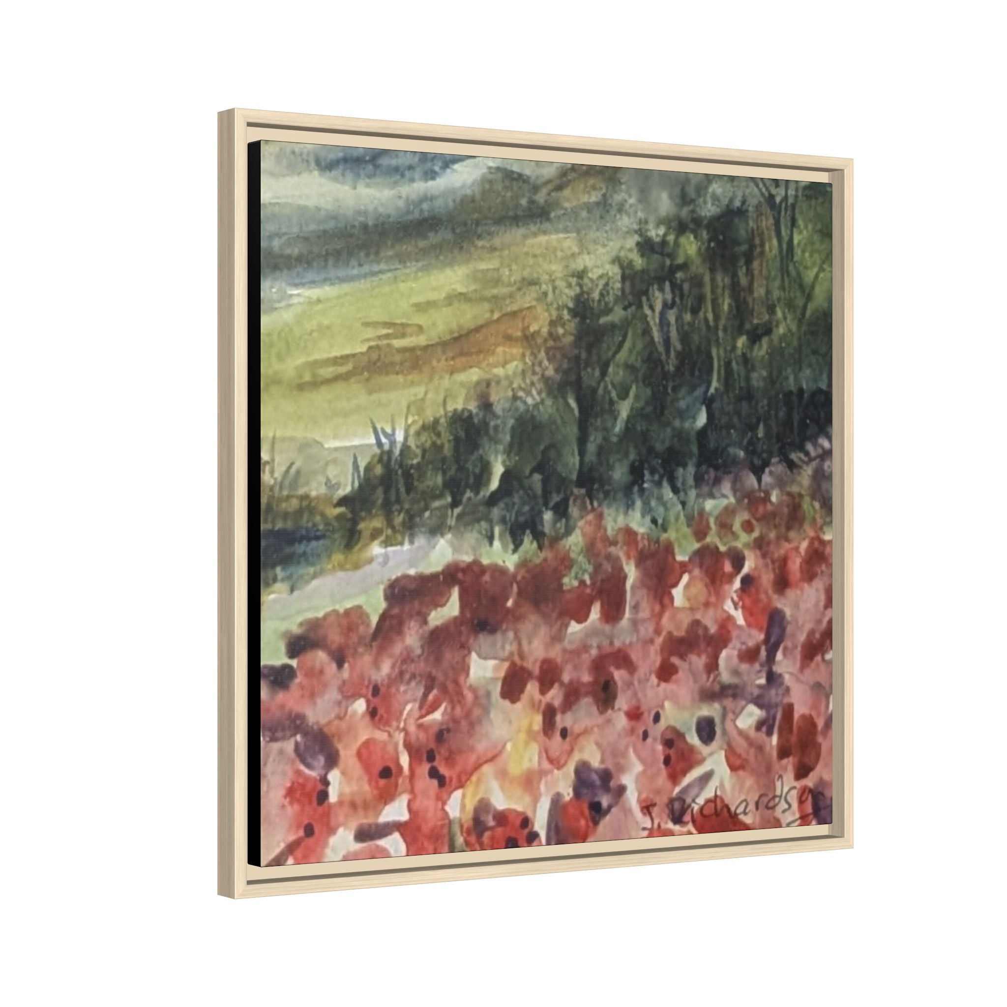 Framed Poppies landscape Matte Canvas,   Multi-color frames)