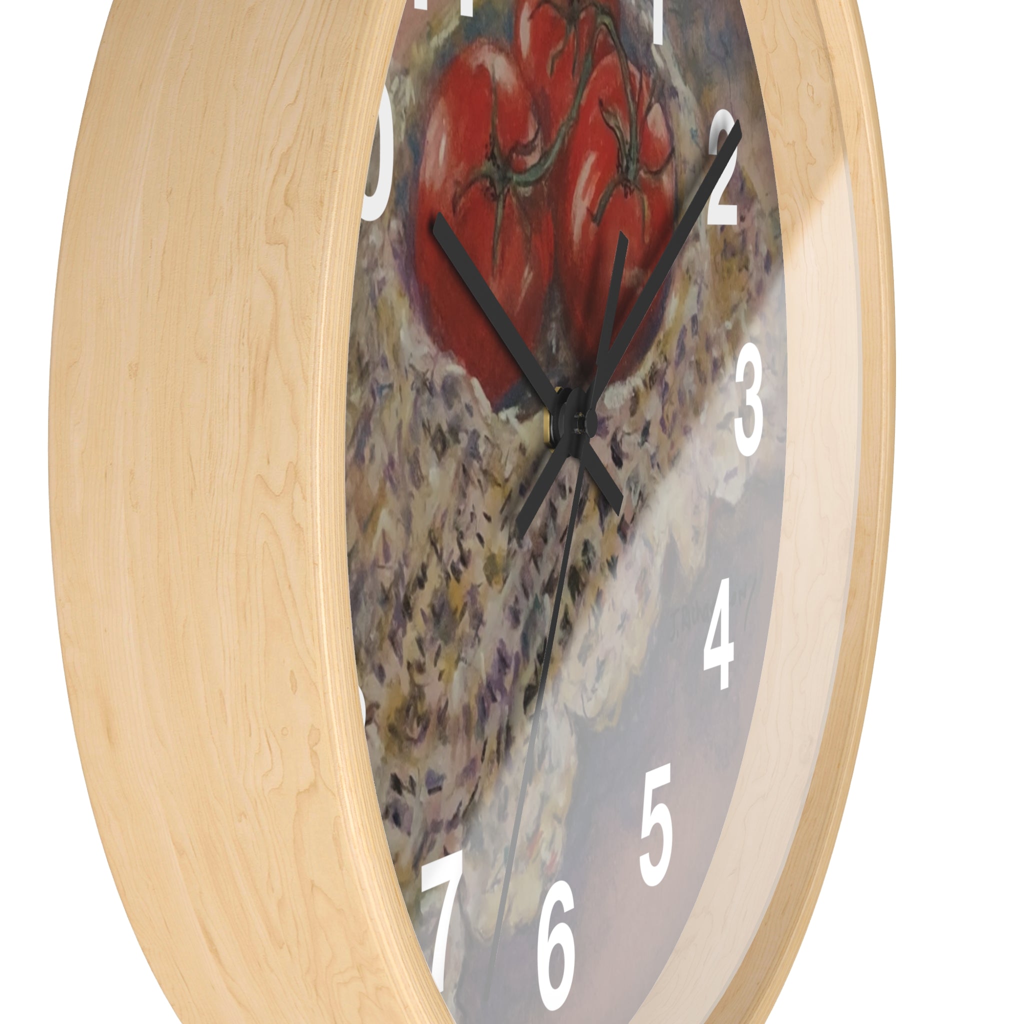 Tomato Still Life Wall Clock — Rustic Kitchen Art Clock