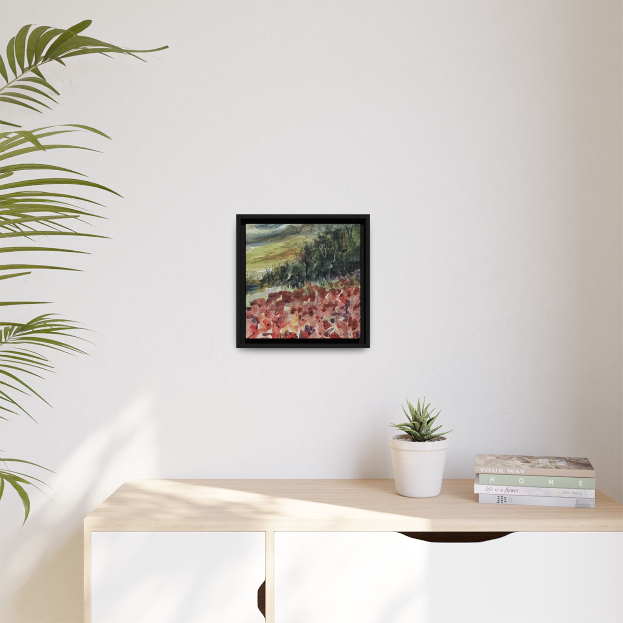 Framed Poppies landscape Matte Canvas,   Multi-color frames)