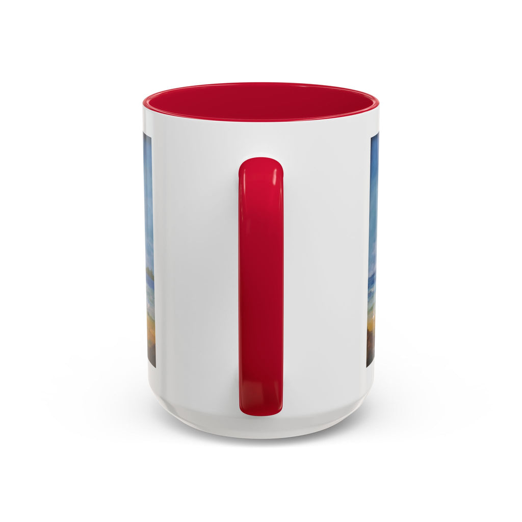Beach & kite scene, Coffee Accent Mug - Personalize it! Colorful Ceramic Mug (11oz, 15oz)