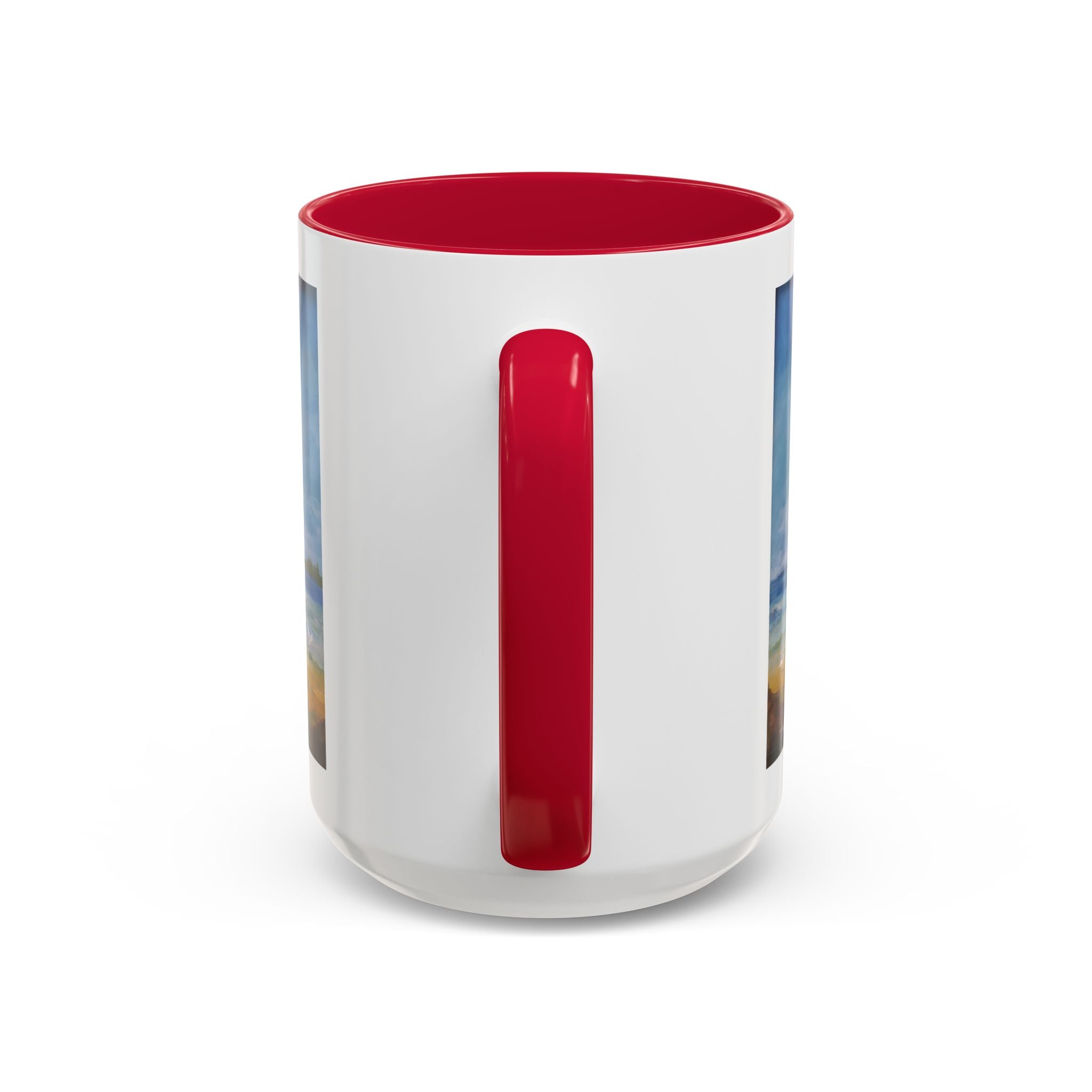 Beach & kite scene, Coffee Accent Mug - Personalize it! Colorful Ceramic Mug (11oz, 15oz)