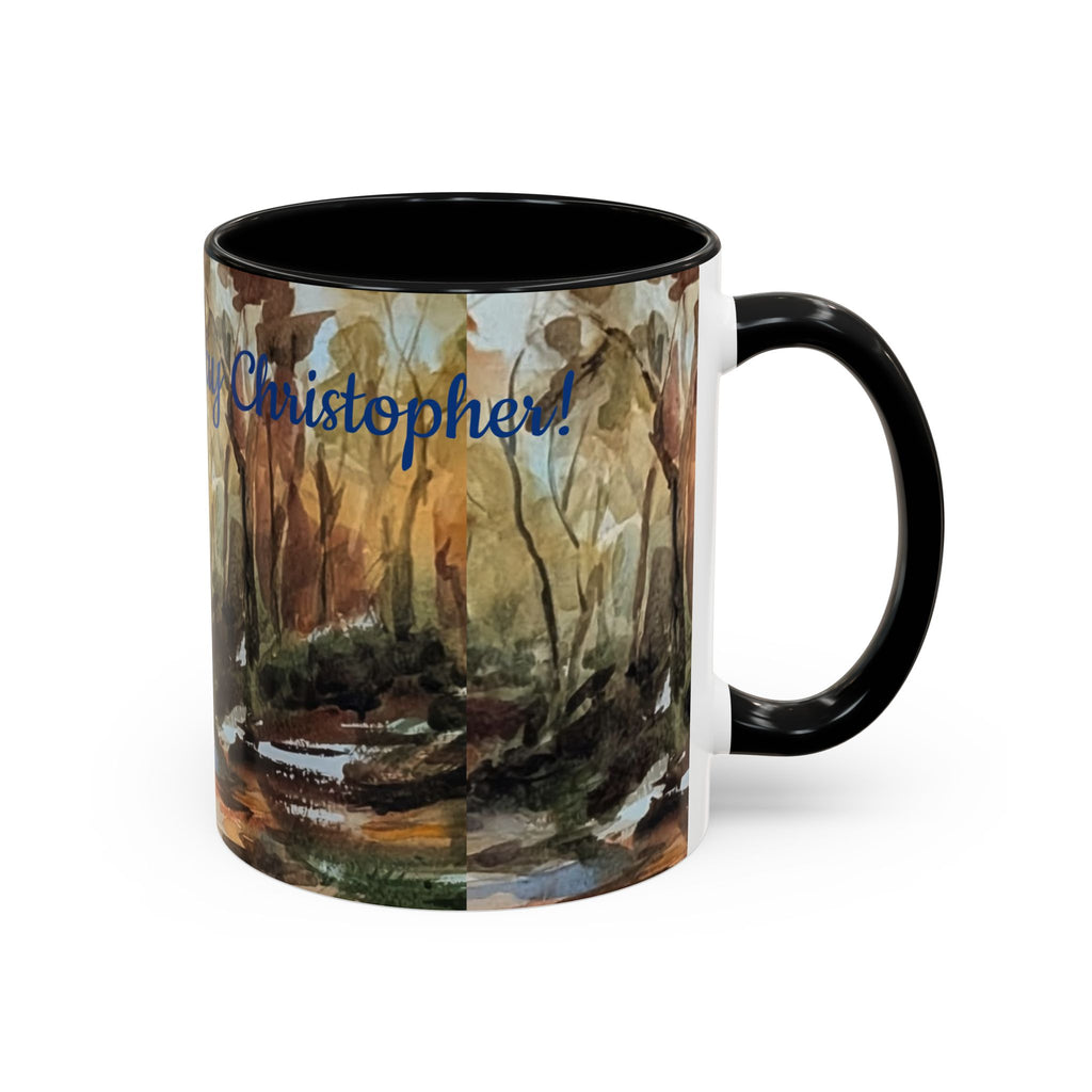 Autumn Woodland Coffee Mug — Painterly Fall Forest Trail Accent Mug