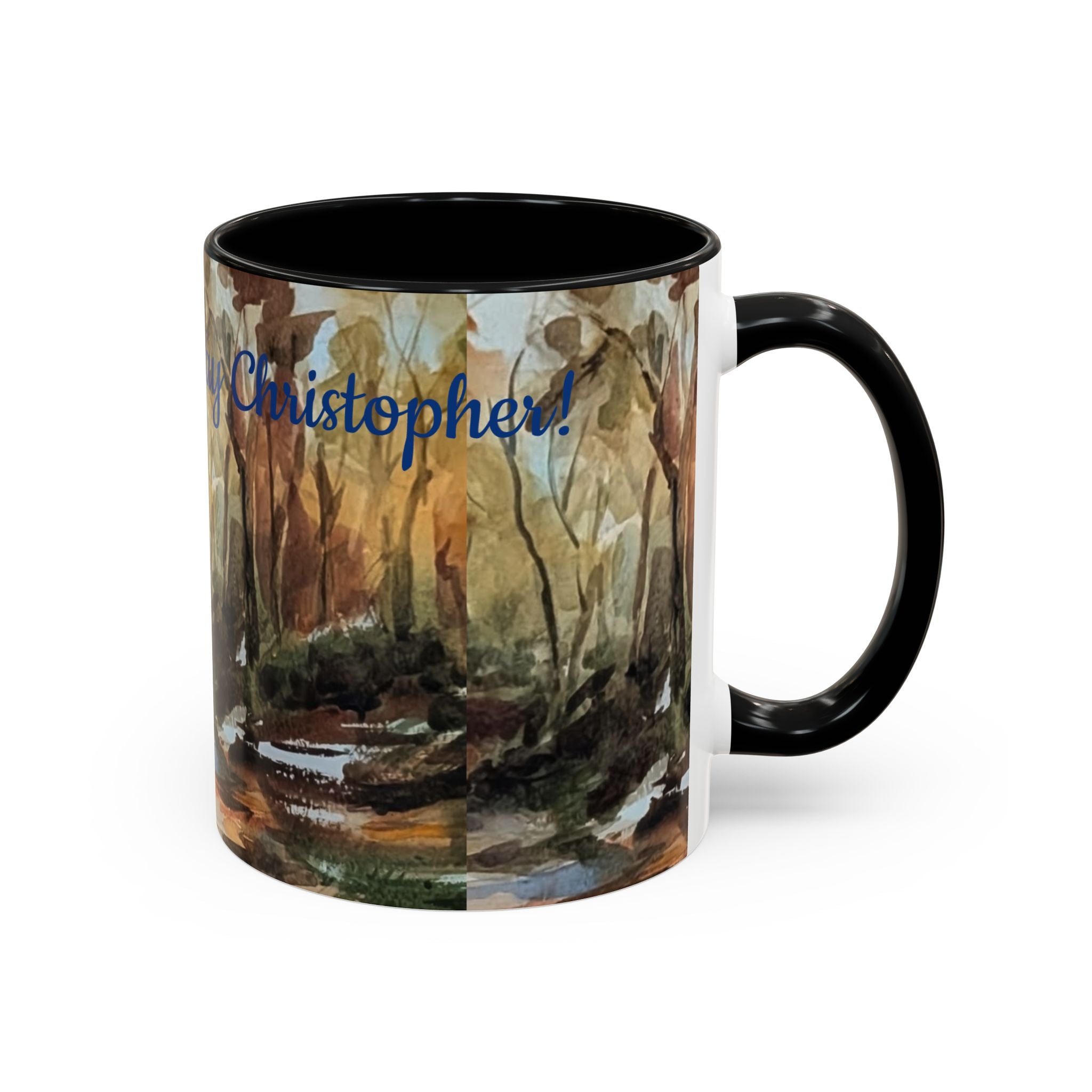 Autumn Woodland Coffee Mug — Painterly Fall Forest Trail Accent Mug