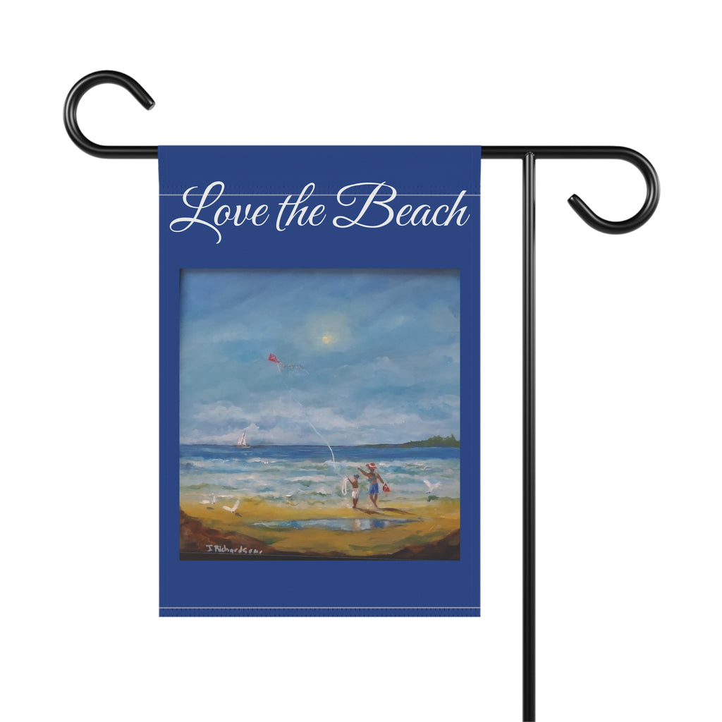 Garden Flag - "Love the Beach" Coastal House & Garden Banner