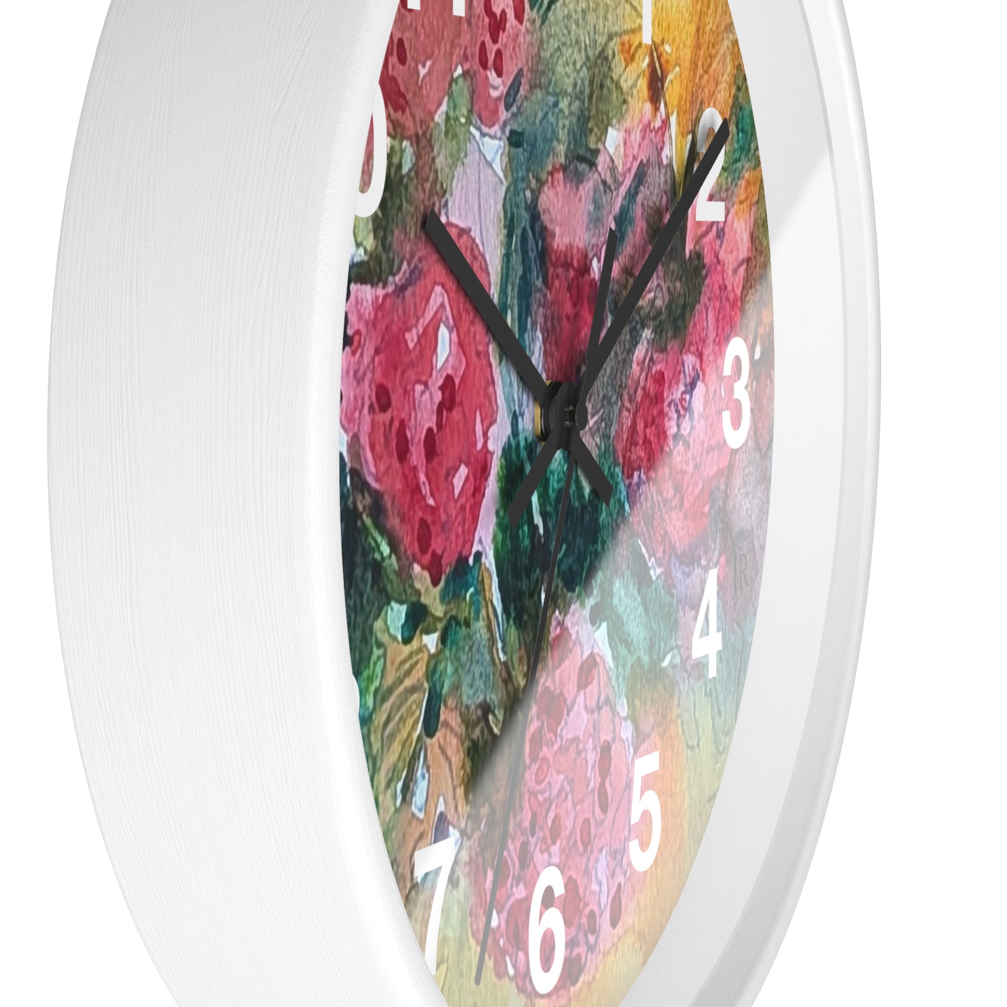 Raspberry Watercolor Wall Clock — Garden Bouquet Home Decor