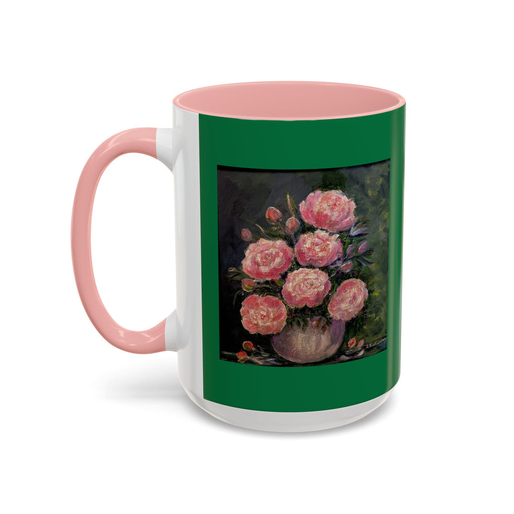 Pink Peony Bouquet Accent Coffee Mug — Floral Tea Cup for Garden Lovers