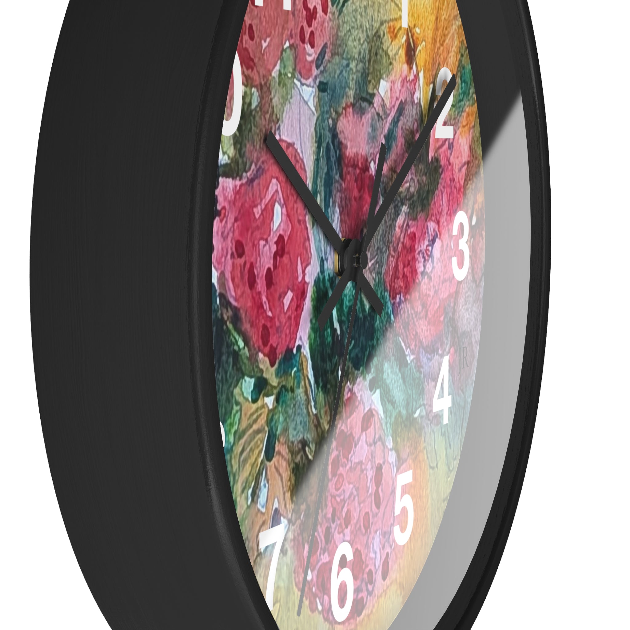 Raspberry Watercolor Wall Clock — Garden Bouquet Home Decor