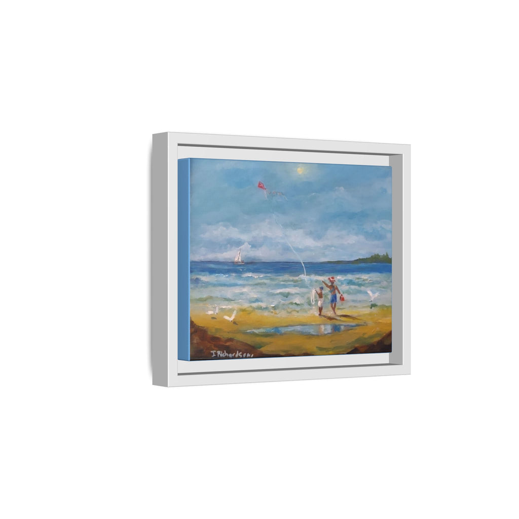 Kite on shore Framed Matte Canvas Wall Art