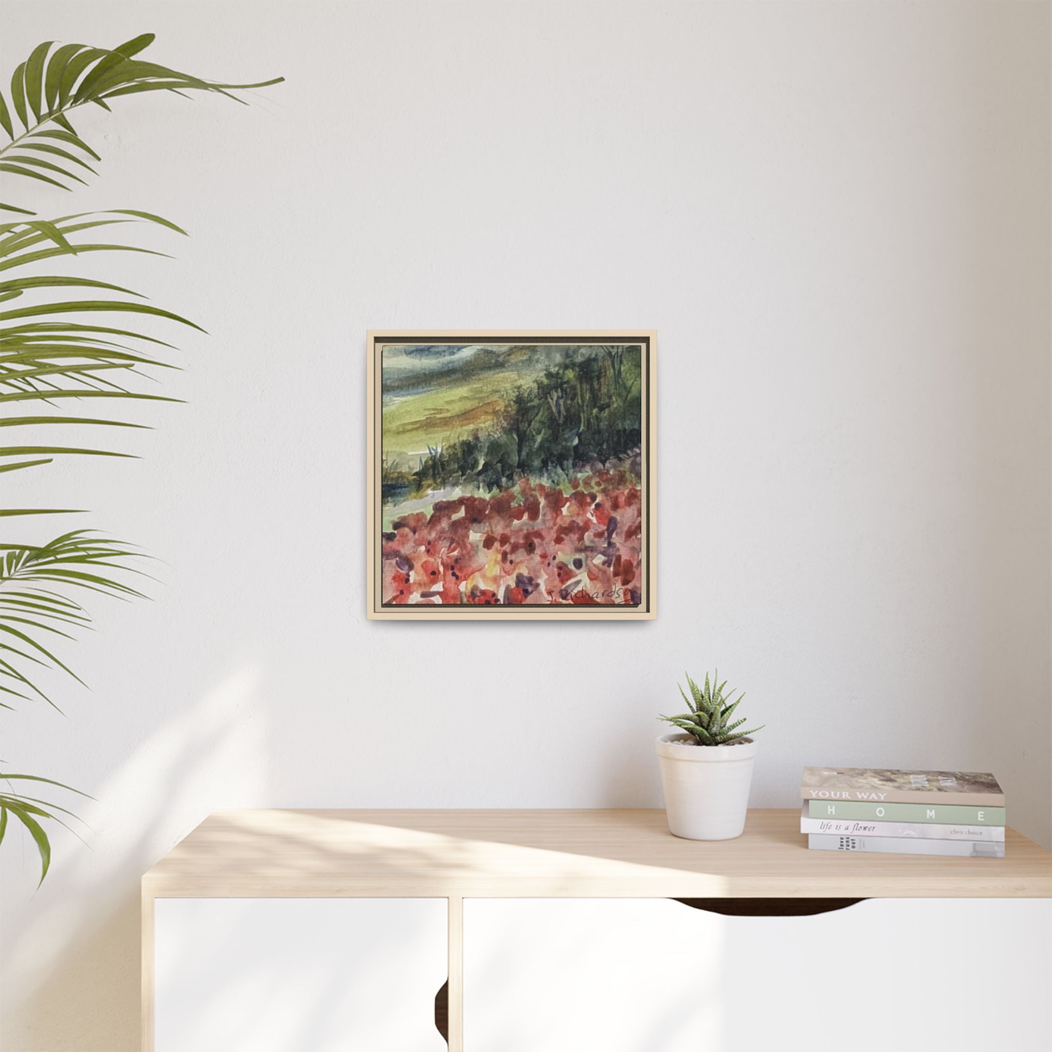 Framed Poppies landscape Matte Canvas,   Multi-color frames)