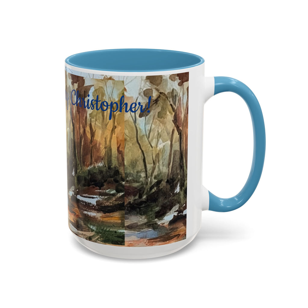 Autumn Woodland Coffee Mug — Painterly Fall Forest Trail Accent Mug