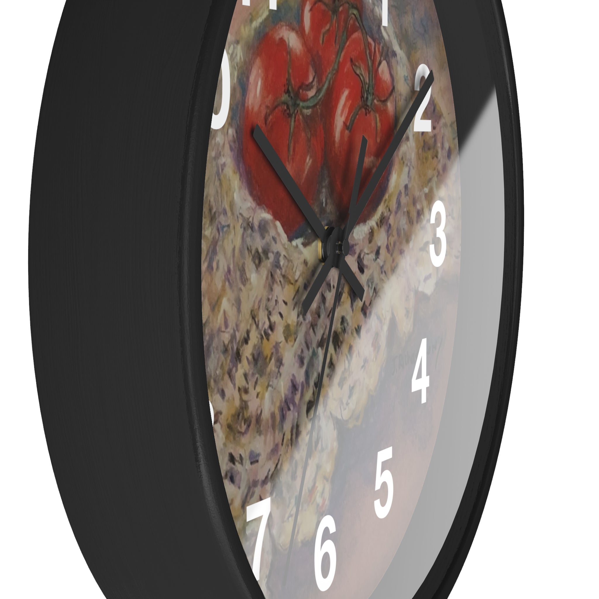 Tomato Still Life Wall Clock — Rustic Kitchen Art Clock